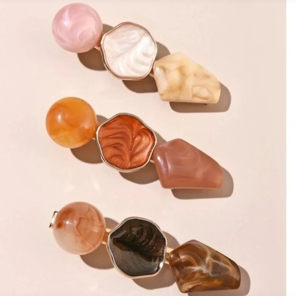 ⭐️❤️ FREE Stone Geode Boho Peasant Hipster Hippie Deco Farm Chic Hair Barrettes